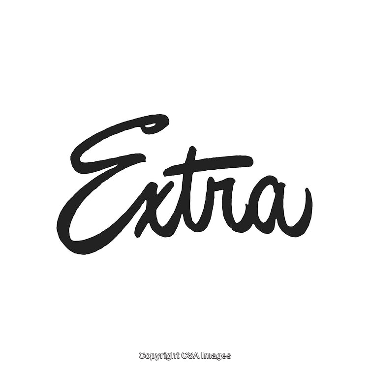 Stylized Handwritten "Extra" Word in Black Calligraphy on White Background