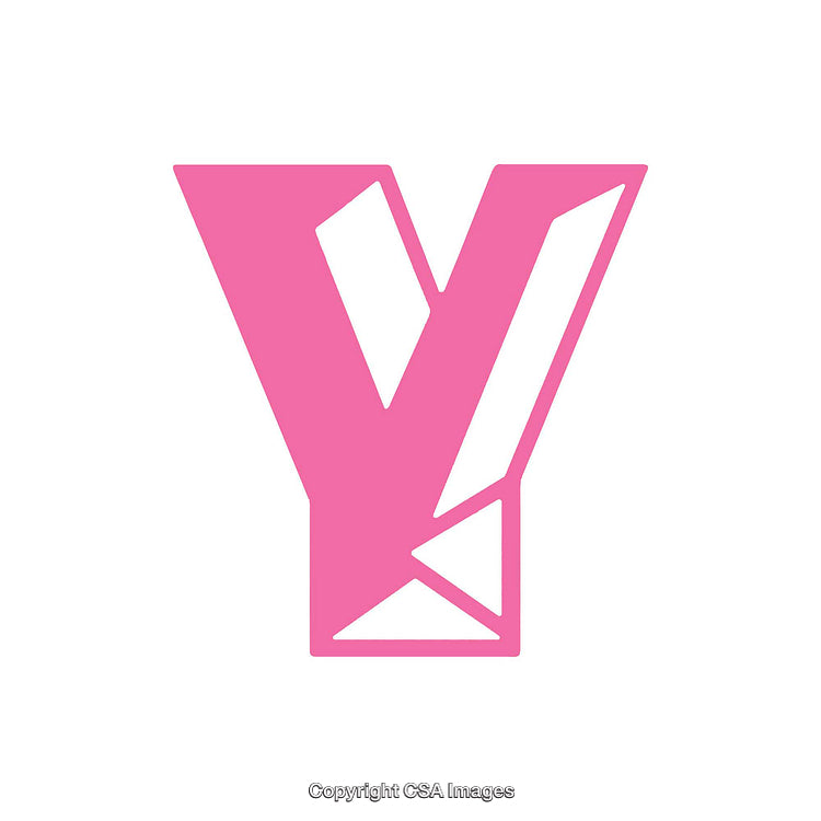 Pink Geometric Letter Y Icon with Modern Design Style