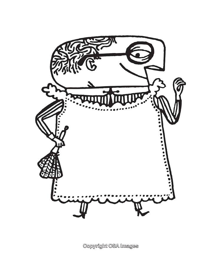 Whimsical Hand-Drawn Cartoon Character in Artistic Black and White Design