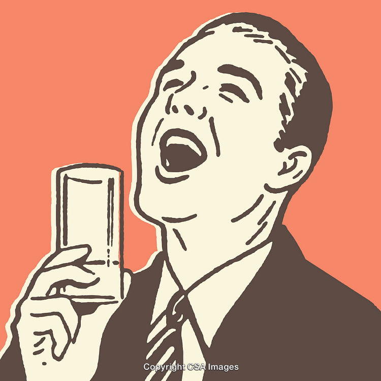 Retro Illustration of a Man Holding a Glass and Expressing Joy