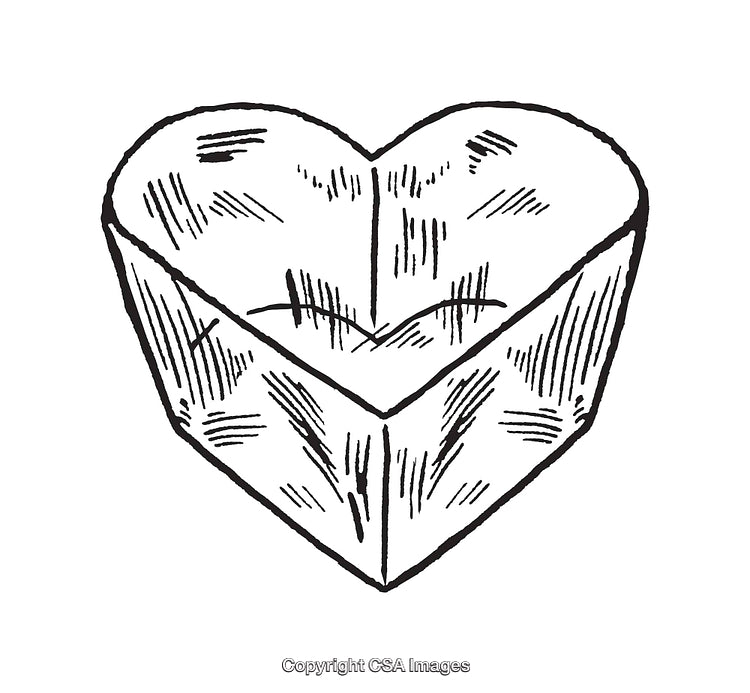 Hand-Drawn Etched Heart in Black and White Line Art