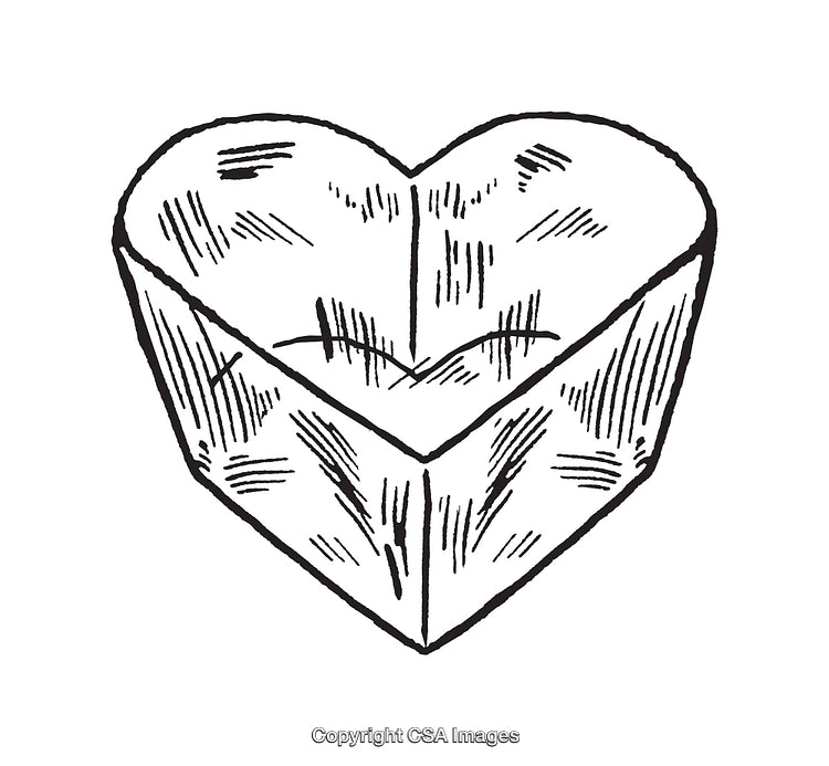 Hand-Drawn Etched Heart in Black and White Line Art