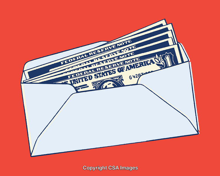 Illustration of Money in Envelope Symbolizing Finance and Payments