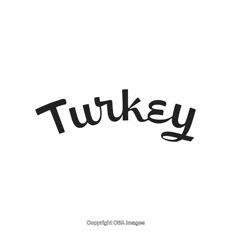 Stylish Handwritten Turkey Text Design with White Background