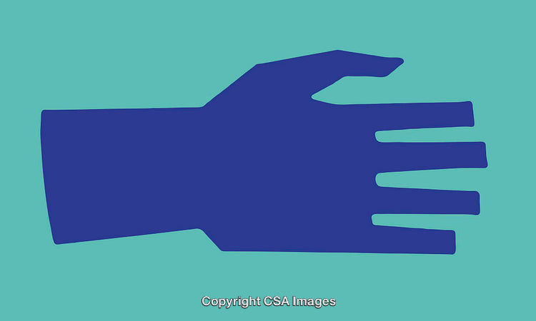 Blue Hand Silhouette on a Contrasting Green Background
