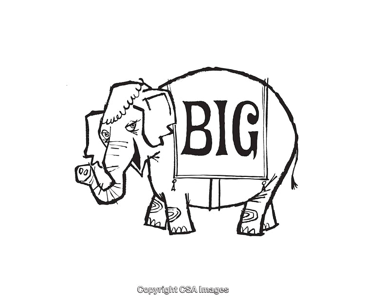 Line Art Illustration of Elephant Representing the Concept of Bigness