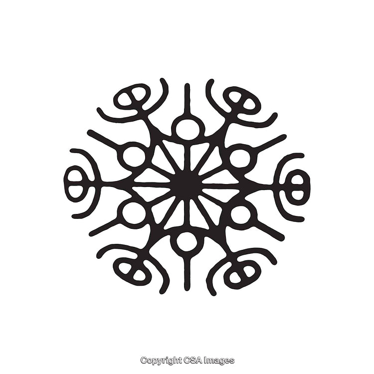 Abstract Black and White Round Dingbat Design with Symmetrical Pattern