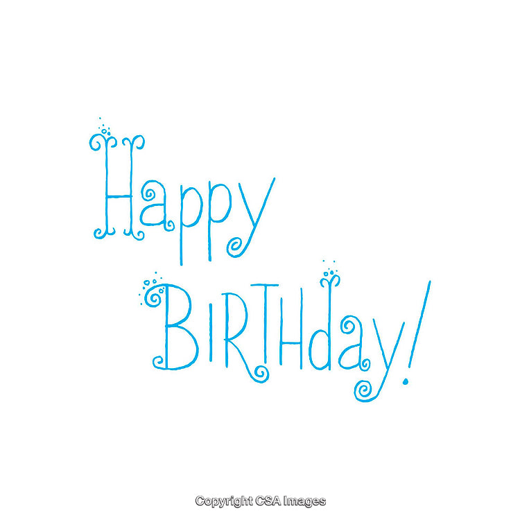 Fun Blue Handwritten 'Happy Birthday' Message on a White Background