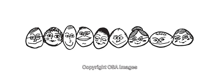 Black and White Line Art Illustrations of Unique Human Faces