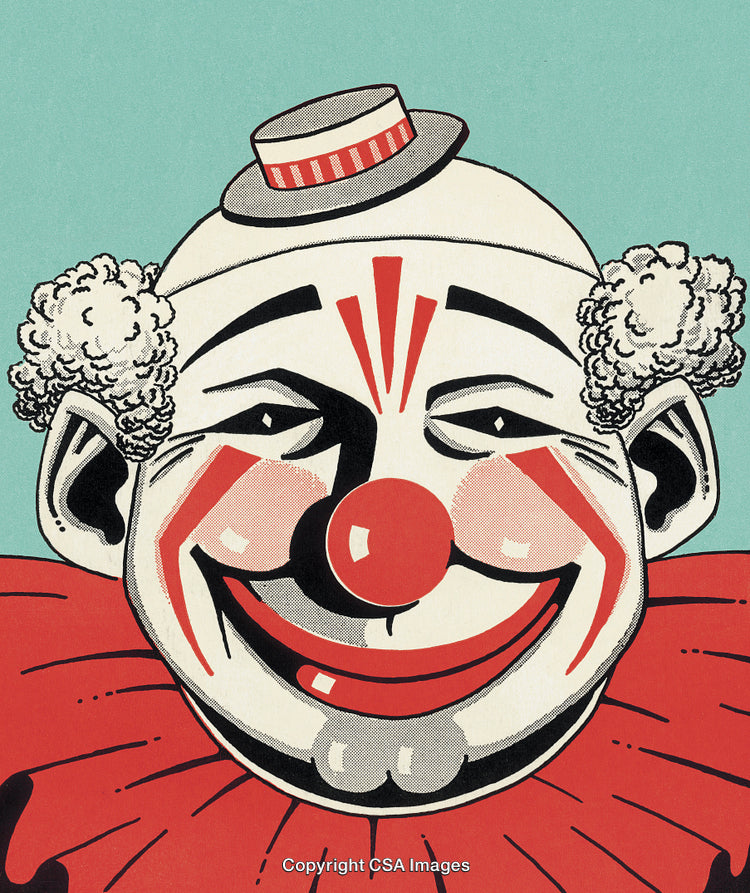 Retro Clown Portrait With Bright Colors and Vintage Aesthetic