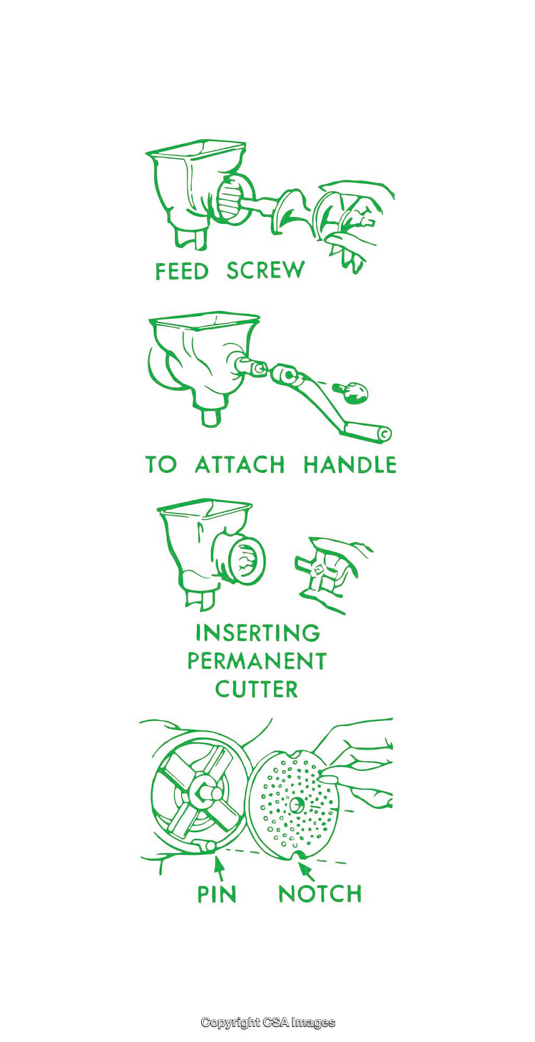Assembly Instructions for Meat Grinder Components with Detailed Diagrams