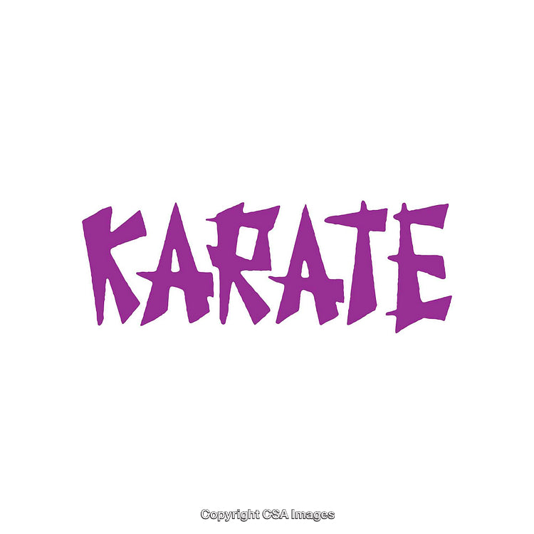 Purple Karate Text in Bold Font on White Background