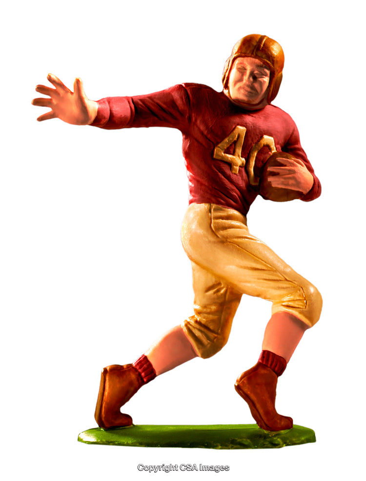 Vintage Style Plastic Toy Football Player Holding Ball in Action Pose