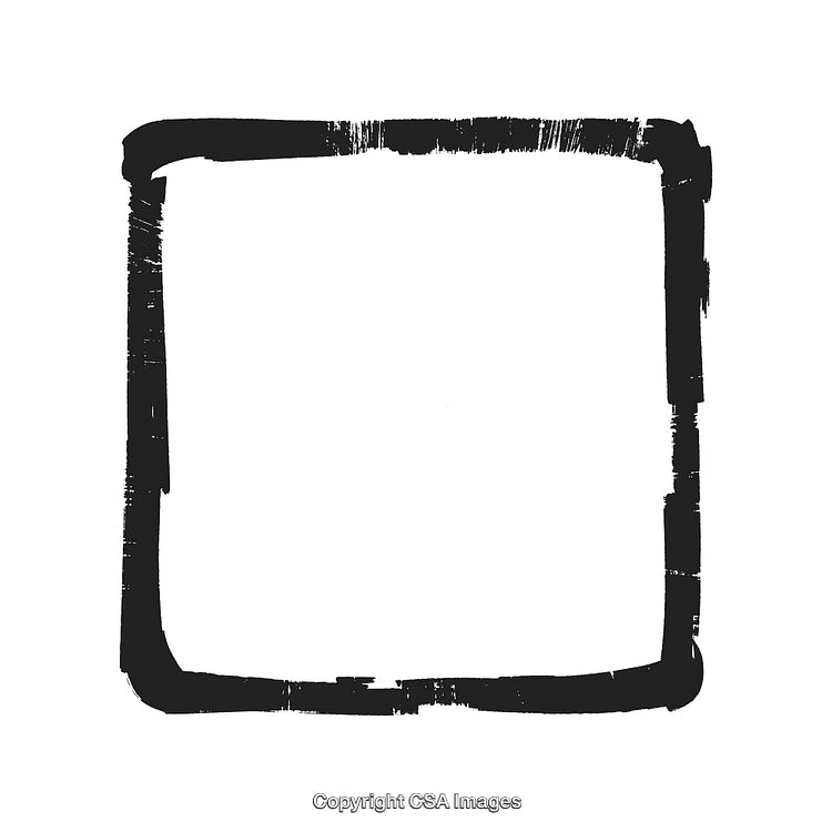Black Ink Brushed Square Border on a White Background