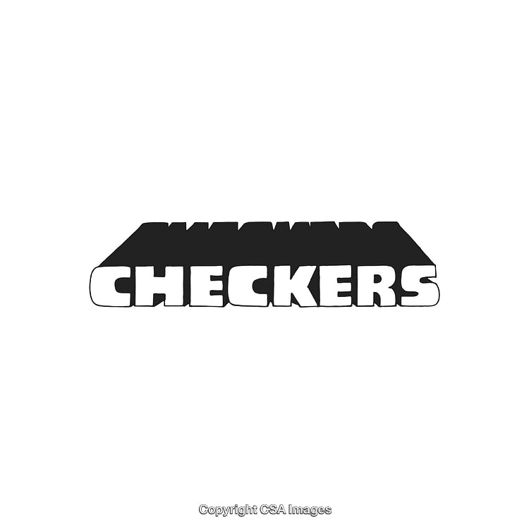 Bold Text Illustration Featuring the Word 'Checkers' in Three Dimensional Style