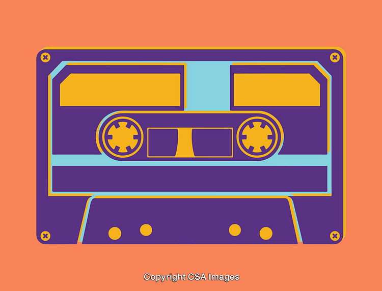 Colorful Retro Cassette Tape Illustration in Bold Vibrant Tones