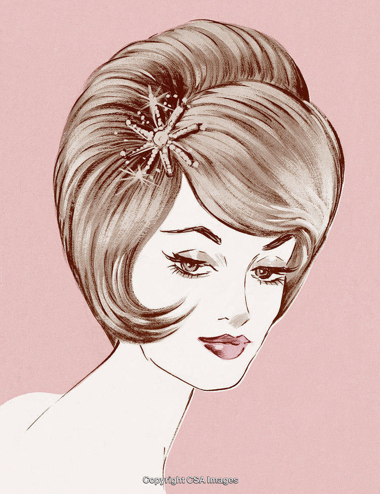 Vintage Illustration of a Woman with Stylish Hair and Elegant Pose