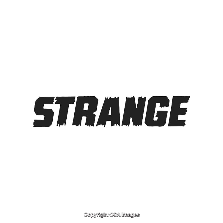 Artistic Depiction of the Bold Word Strange in Black Text on White Background