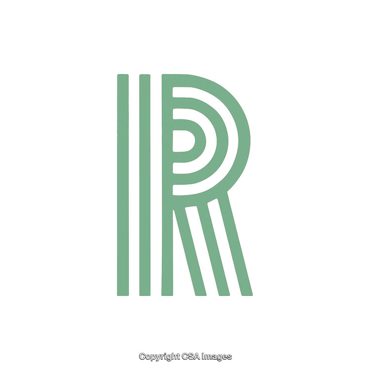 Stylized Abstract Green Letter R on White Background Design