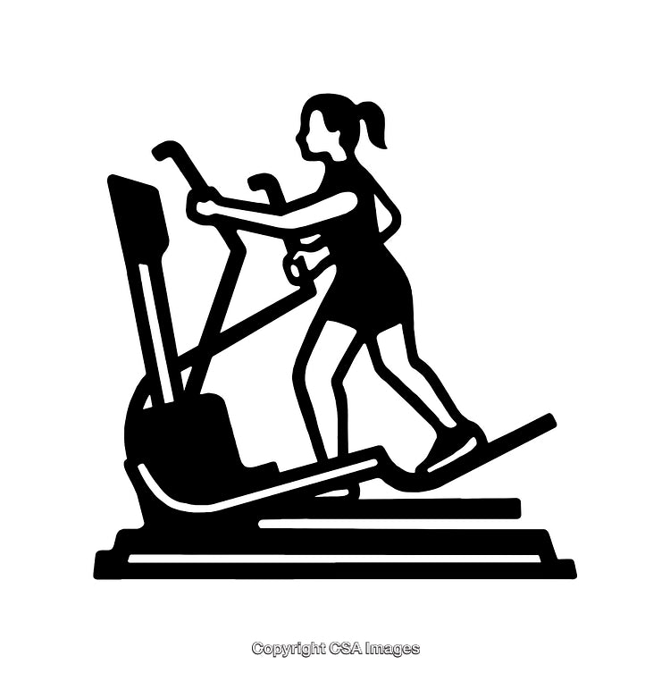 Silhouette Illustration of a Person Exercising on an Elliptical Trainer