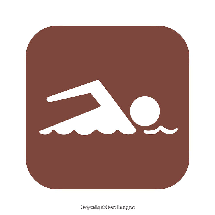 Brown Swimming Icon Showing Person in Water on White Background