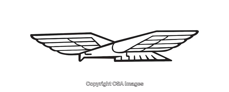 Black And White Illustration of an Eagle Emblem with Wings Spread