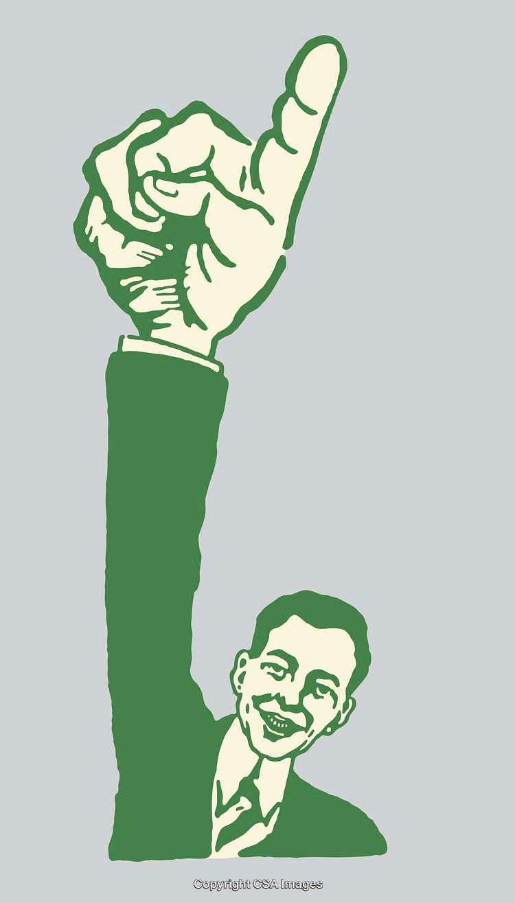 Decorative Color Line Art Illustration of a Hand Pointing Upward
