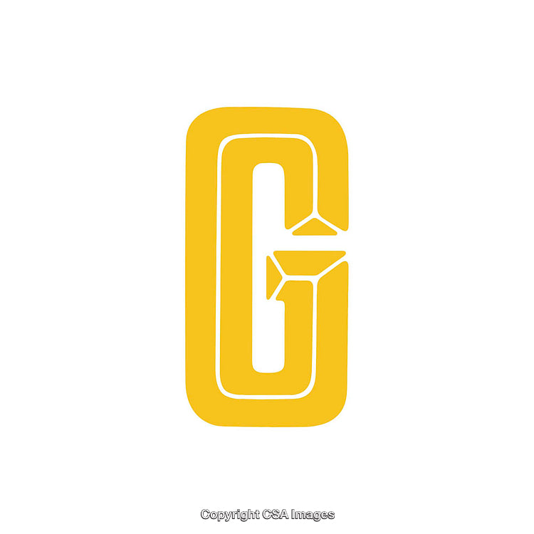 Golden Stylized Letter G Shape Typography on White Background