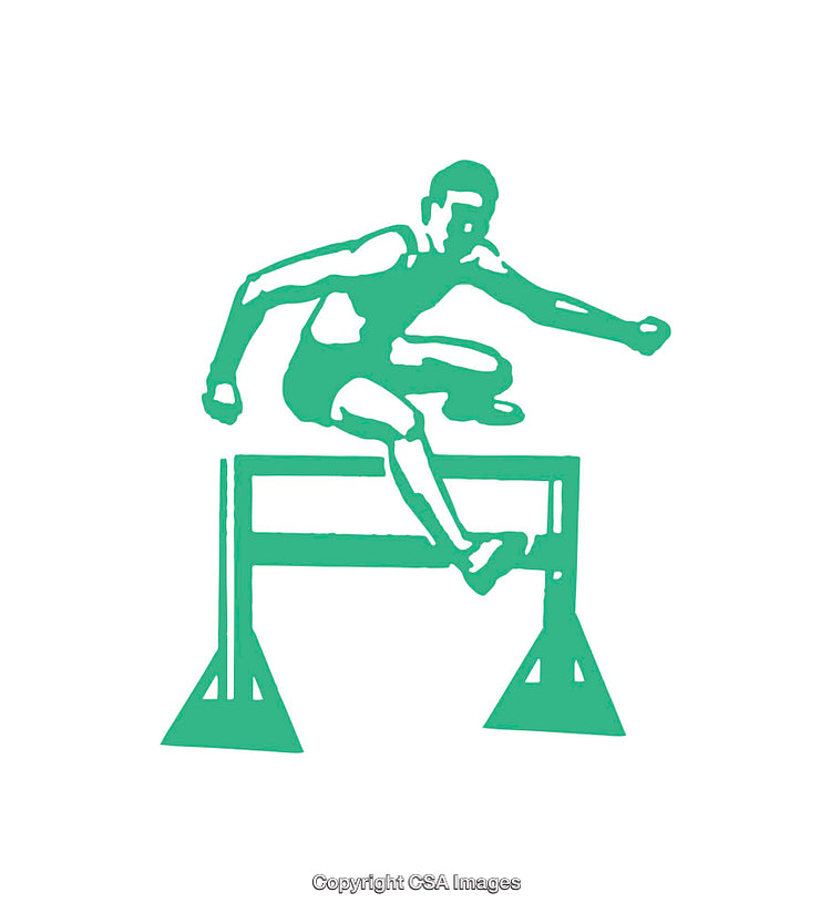 Athletic Icon Depicting a Hurdle Jump in Dynamic Green Style