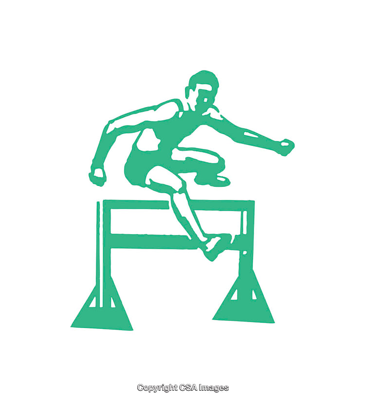 Athletic Icon Depicting a Hurdle Jump in Dynamic Green Style