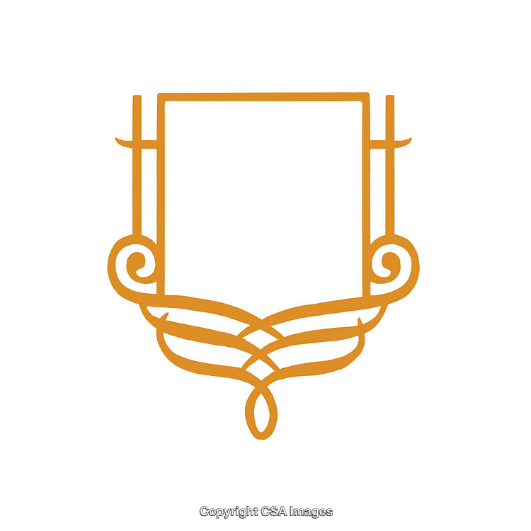 Elegant Orange Line Art Decorative Frame Illustration on White Background