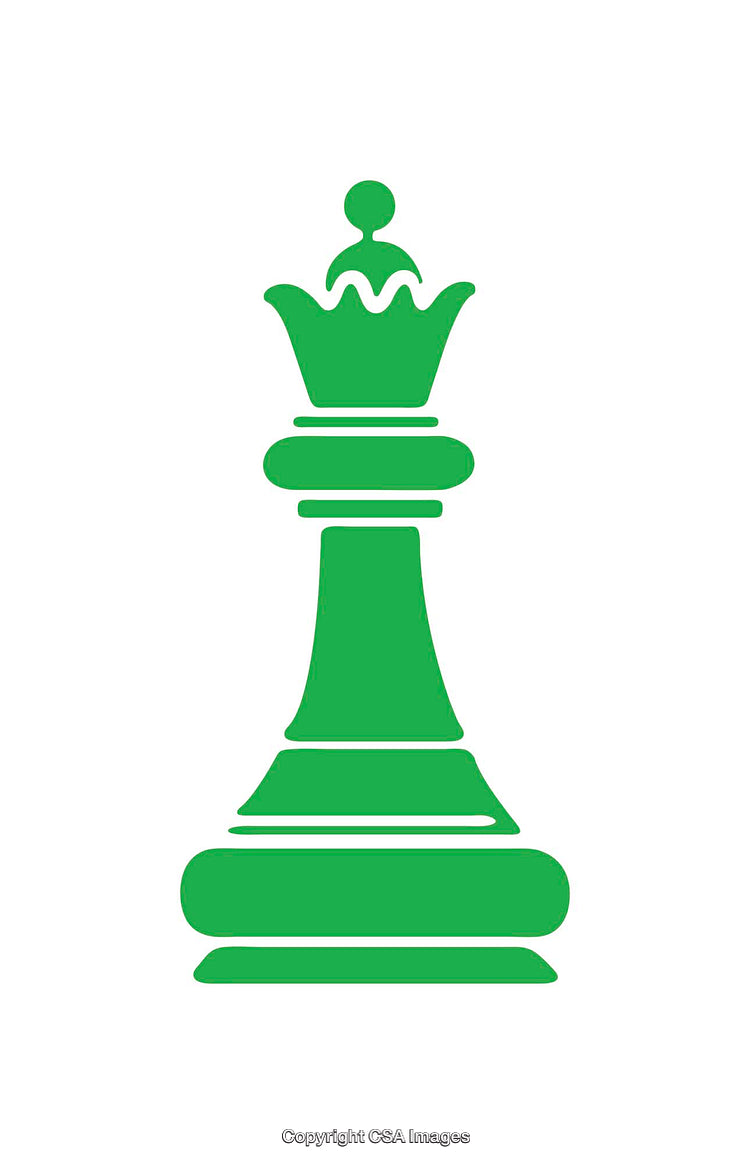 Simple Green Queen Chess Piece Icon on a White Background