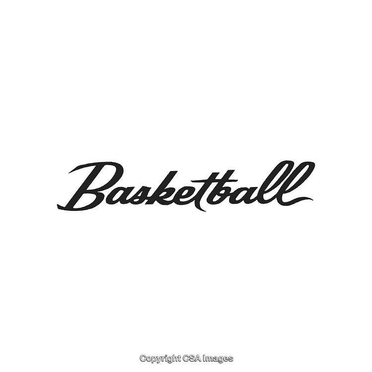 Elegant Calligraphy Typography Illustrating the Word 'Basketball' in Stylish Black Font