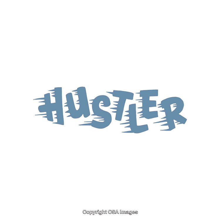 Hustler Bold Text in Dynamic Stylized Font on White Background