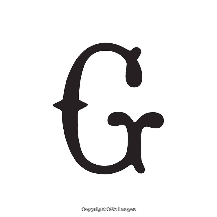 Artistic Representation of the Letter G in Stylish Black Typeface