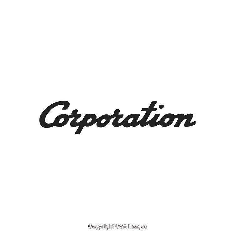 Stylized Corporation Text Design in Black Font on White Background