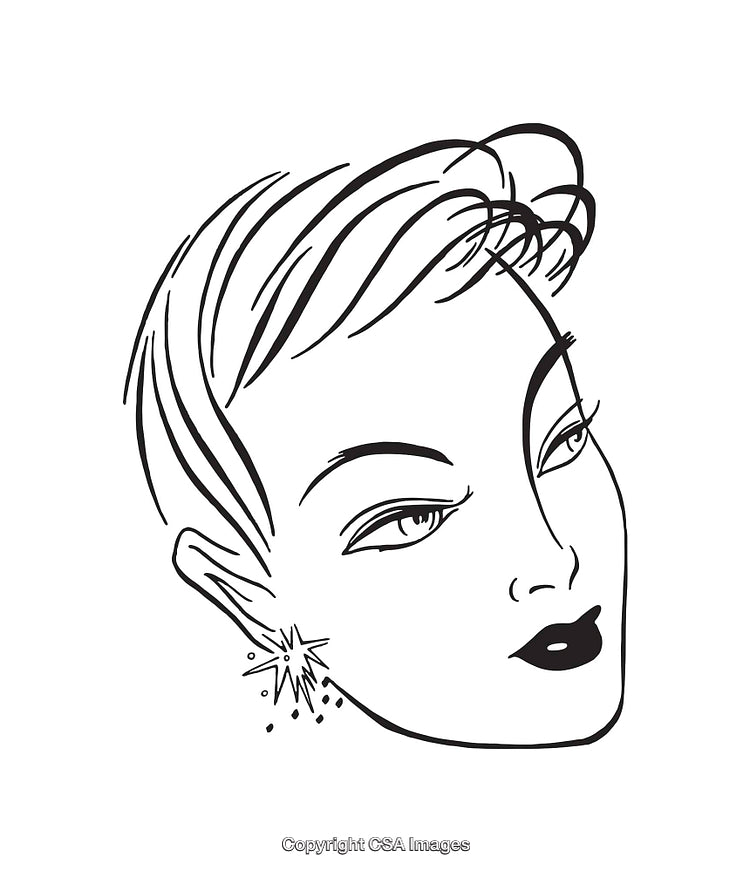 Elegant Black-and-White Line Art Drawing of a Woman’s Face
