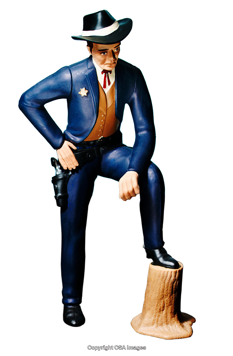 Vintage Figurine of a Western Cowboy Sheriff in Traditional Outfit