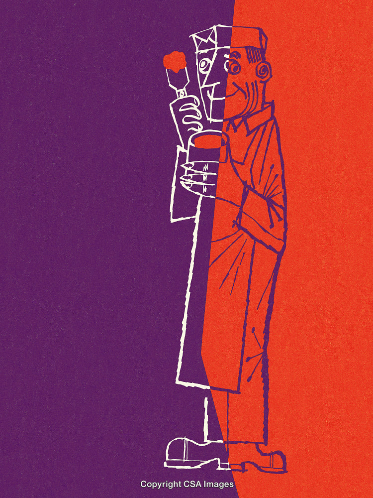 Abstract Illustration of Diverging Personality in Bold Orange and Purple Colors