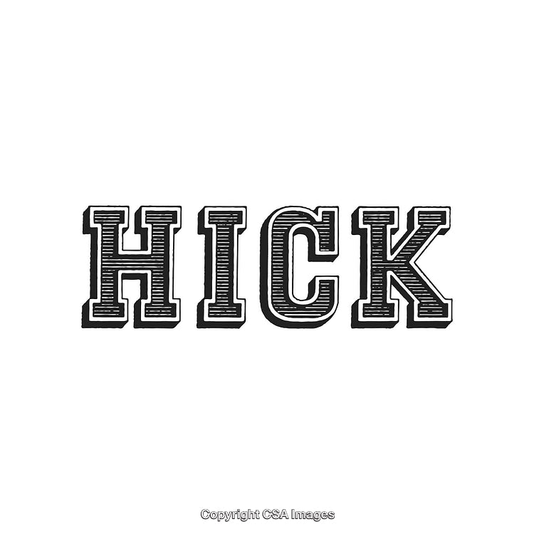 Text Design Featuring the Word 'Hick' in Vintage Lettering Style