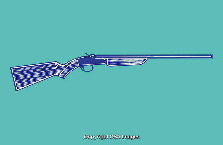 Blue Line Art Rifle Illustration on a Teal Background