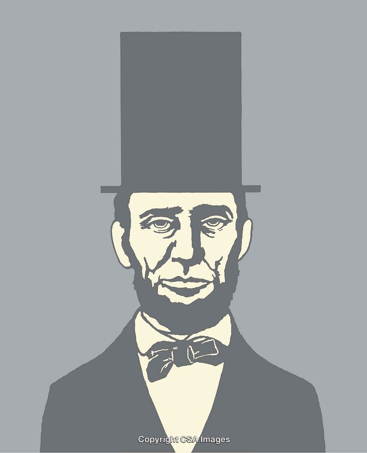 Vintage Illustration of a Bearded Man With Top Hat in Simplistic Style