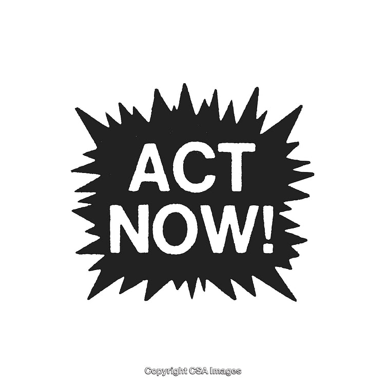 Bold 'Act Now!' Text in Explosive Starburst Graphic Design