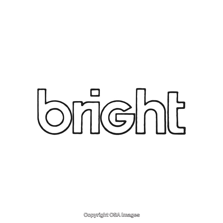 Minimalist Hand-Drawn Typography Featuring the Word Bright in Black Lines