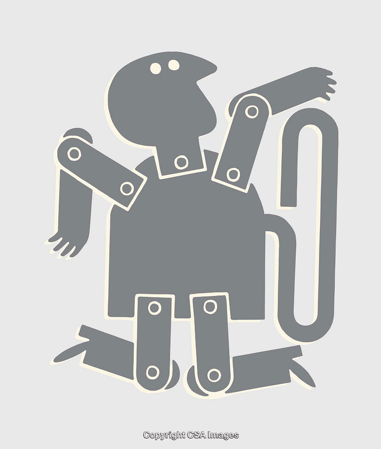 Abstract Line Art Robot Illustration With Articulated Limbs