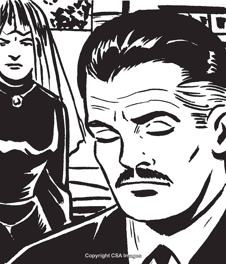Monochrome Illustration Depicting Emotional Interaction Between Two Individuals
