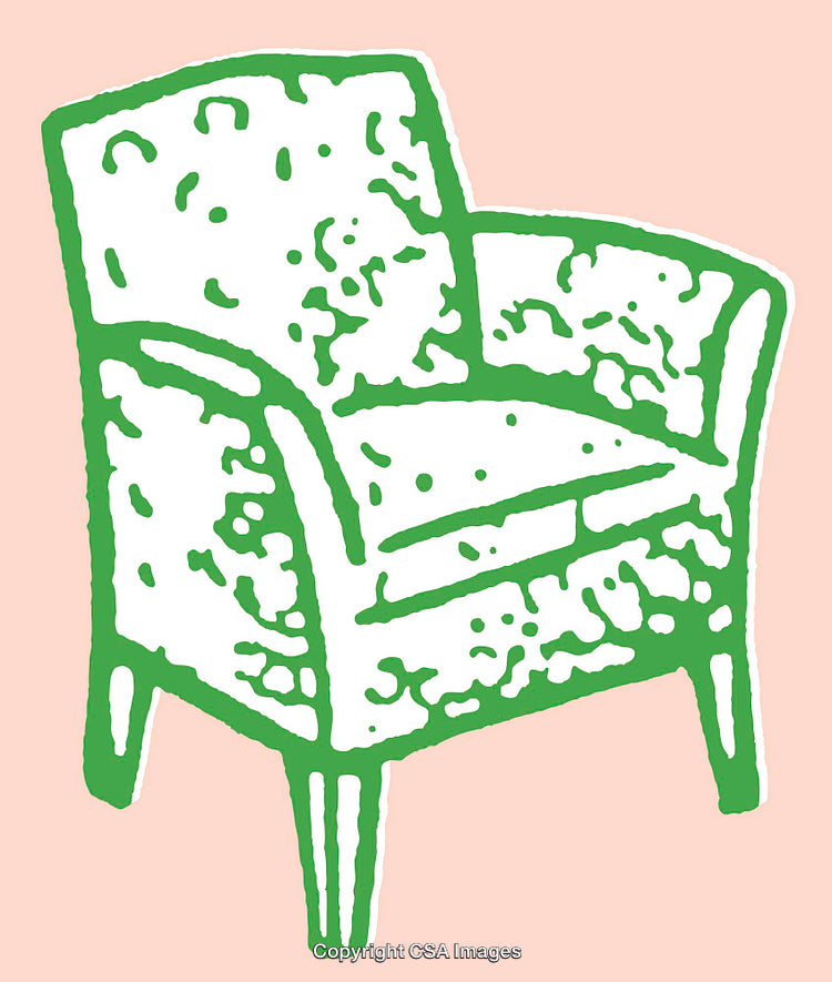Colorful Line Art Illustration of a Chair on Pastel Background