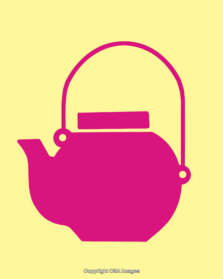 Minimalistic Pink Teapot Illustration on a Yellow Background