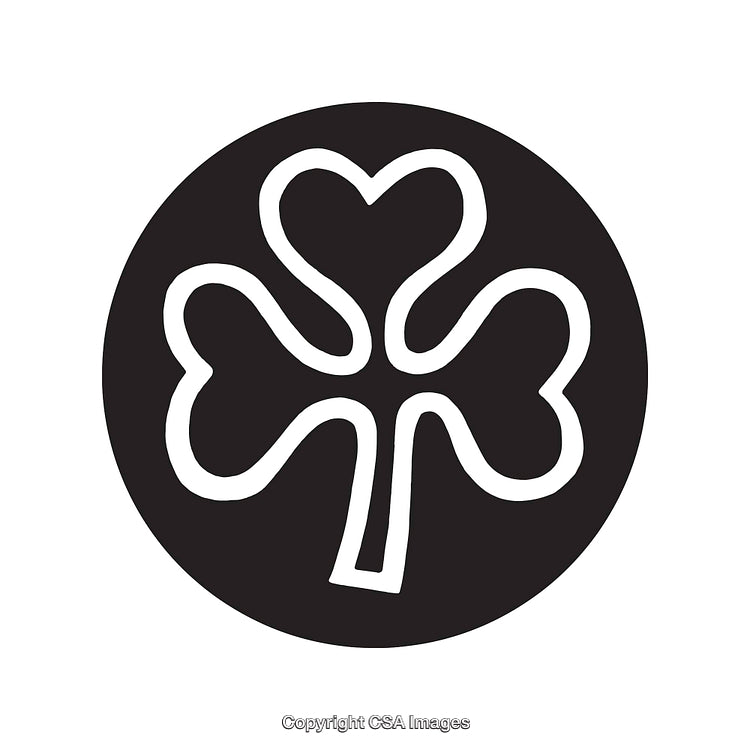 Elegantly Styled Black and White Four-Leaf Clover Line Art