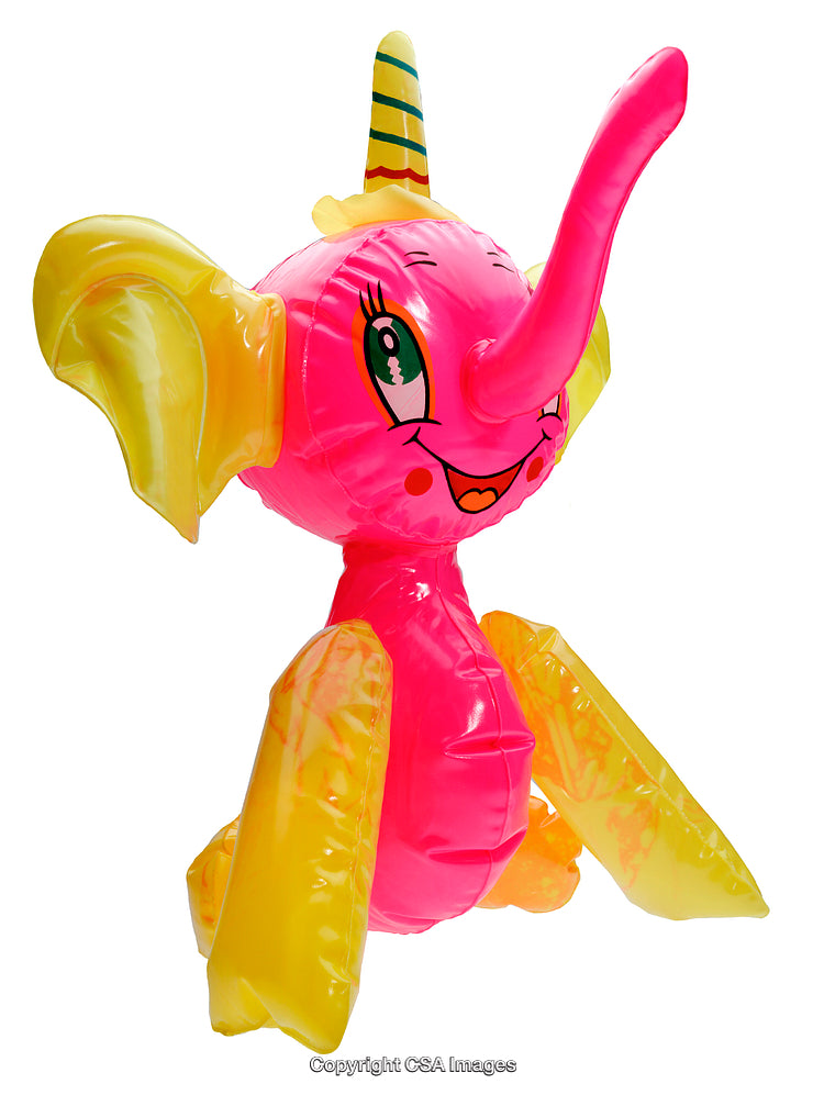 Bright Inflatable Toy Elephant With Colorful Horn and Cheerful Expression